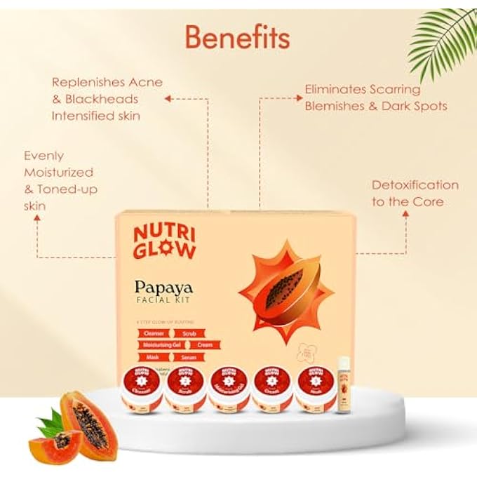 NUTRIGLOW طقم وجه فاكهة البابايا للرجال والنساء لبشرة متألقة (260 جرام - 10 مل) - Image 4